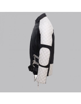Men Black and White Leather Jacket