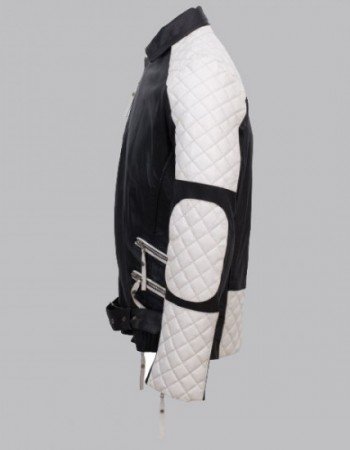 Men Black and White Leather Jacket Men Black and White Leather Jacket