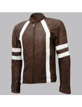 Men Distressed Vintage Leather Motorcycle Jacket