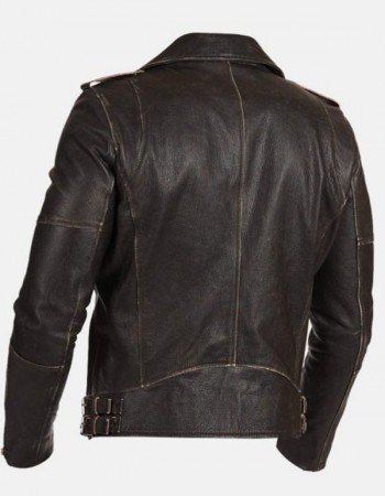 Men Real Leather Black Vintage Biker Jacket