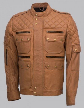 Men Sheepskin Tan Leather Jacket