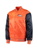 Men Starter Broncos Satin Varsity Jacket