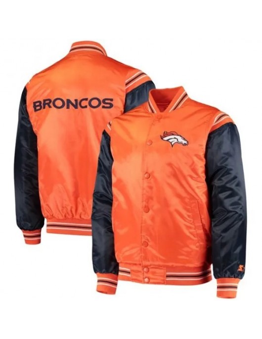 Men Starter Broncos Satin Varsity Jacket