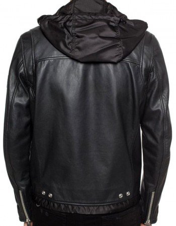 Men Striped Leather Jacket Biker Style