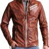 Men Vintage Style Biker Distressed Brown Jacket Men Vintage Style Biker Distressed Brown Jacket