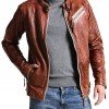Men Vintage Style Biker Distressed Brown Jacket Men Vintage Style Biker Distressed Brown Jacket