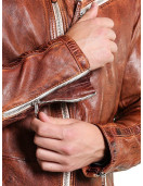 Men Vintage Style Biker Distressed Brown Jacket