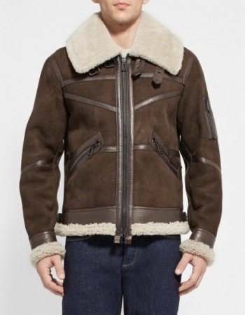 Men's Aviator Bridlington Brown Faux Shearling Biker Jacket