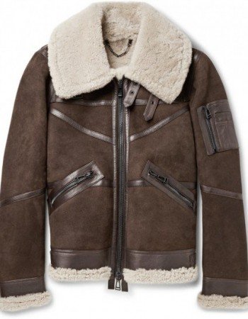 Men's Aviator Bridlington Brown Faux Shearling Biker Jacket