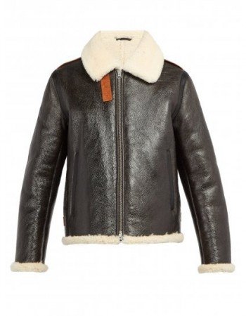 Men's Aviator Faux Shearling Black Leather Jacket
