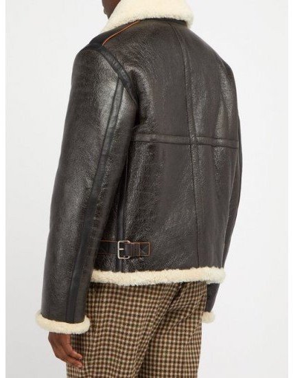 Men's Aviator Faux Shearling Black Leather Jacket Men's Aviator Faux Shearling Black Leather Jacket