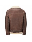 Men's Aviator Faux Shearling Brown Leather Jacket