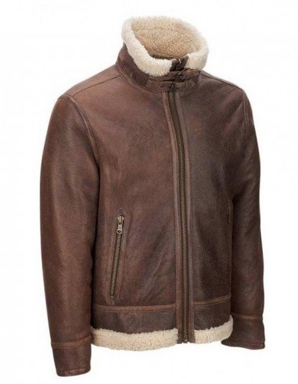 Men's Aviator Faux Shearling Brown Leather Jacket Men's Aviator Faux Shearling Brown Leather Jacket