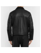 Men's Aviator Shearling Lined Leather And Suede Jacket