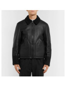 Men's Aviator Shearling Lined Leather And Suede Jacket