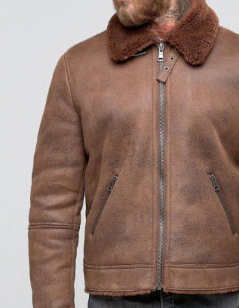 Men's B3 Faux Shearling Brown Leather Jacket