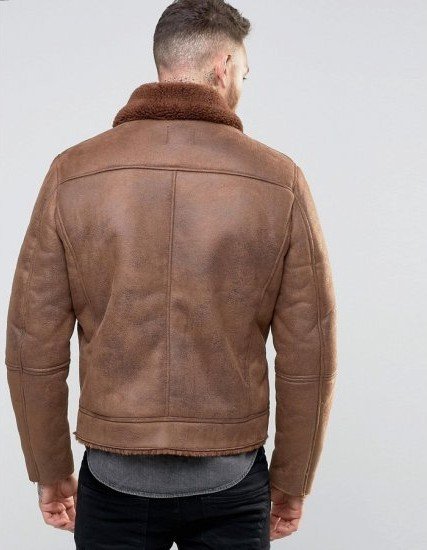Men's B3 Faux Shearling Brown Leather Jacket Men's B3 Faux Shearling Brown Leather Jacket
