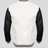 Men's Black Leather and White Wool Varsity Jacket Men's Black Leather and White Wool Varsity Jacket
