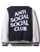 Men's Black and White Anti Social Social Club Bomber Varsity Jacket
