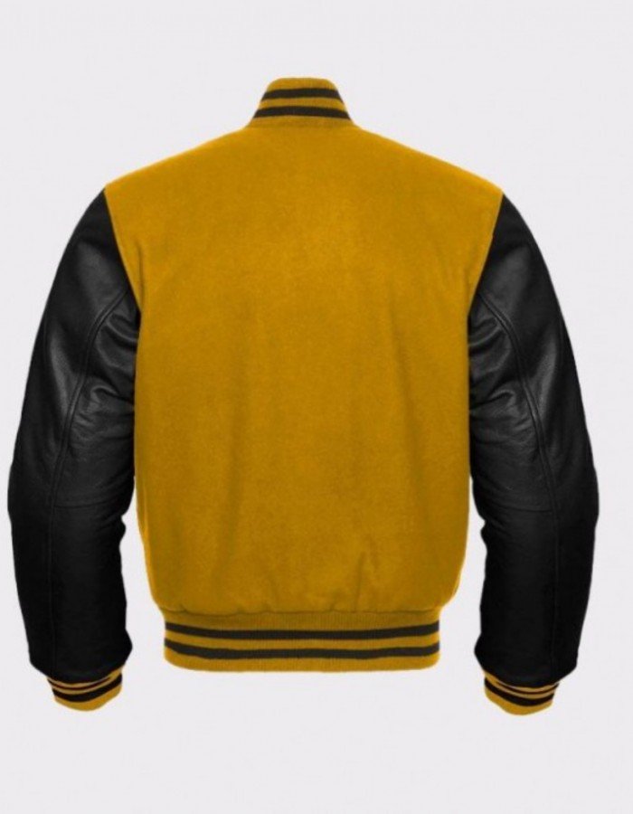 Men's Black and Yellow Baseball Varsity Jacket Men's Black and Yellow Baseball Varsity Jacket
