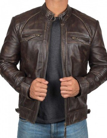 Men's Brown Genuine Lambskin Motorcycle Leather Jacket Men's Brown Genuine Lambskin Motorcycle Leather Jacket