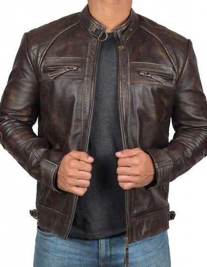 Men's Brown Genuine Lambskin Motorcycle Leather Jacket Men's Brown Genuine Lambskin Motorcycle Leather Jacket