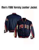 Men's FUBU Blue Leather Varsity Jacket