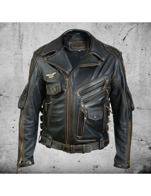 Men's Premium Cowhide Leather Motorcycle Jacket