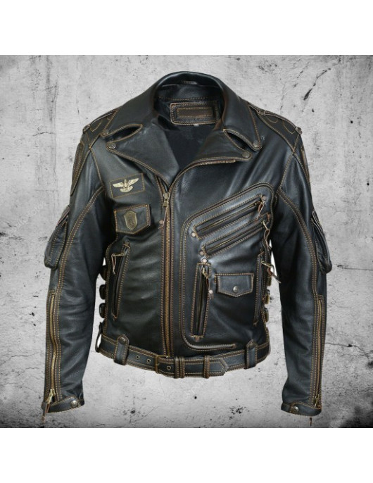 Men's Premium Cowhide Leather Motorcycle Jacket