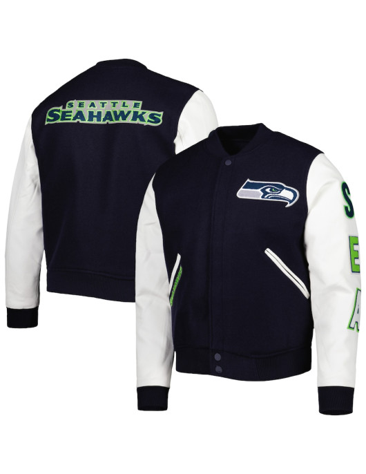 Men's Pro Standard College Navy/White Seattle Seahawks Logo Varsity