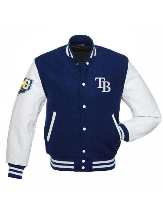 Men's Tampa Bay Rays Letterman Blue and White Jacket