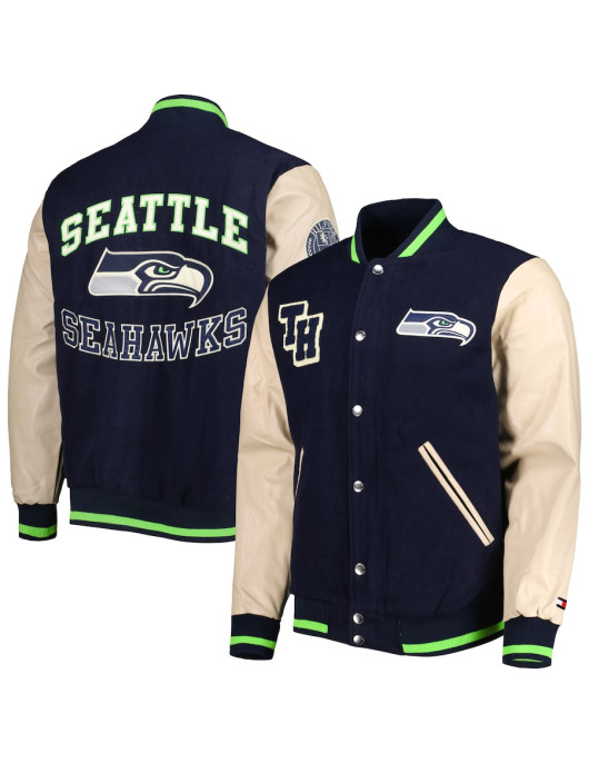 Men's Tommy Hilfiger College Navy Seattle Seahawks Full-Zip Varsity Jacket