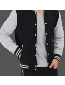 Men's Varsity Black and Gray Baseball Bomber Jacket