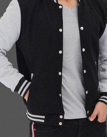 Men's Varsity Black and Gray Baseball Bomber Jacket Men's Varsity Black and Gray Baseball Bomber Jacket
