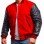 Men's Varsity Bomber Red Wool and Leather Jacket