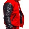 Men's Varsity Bomber Red Wool and Leather Jacket