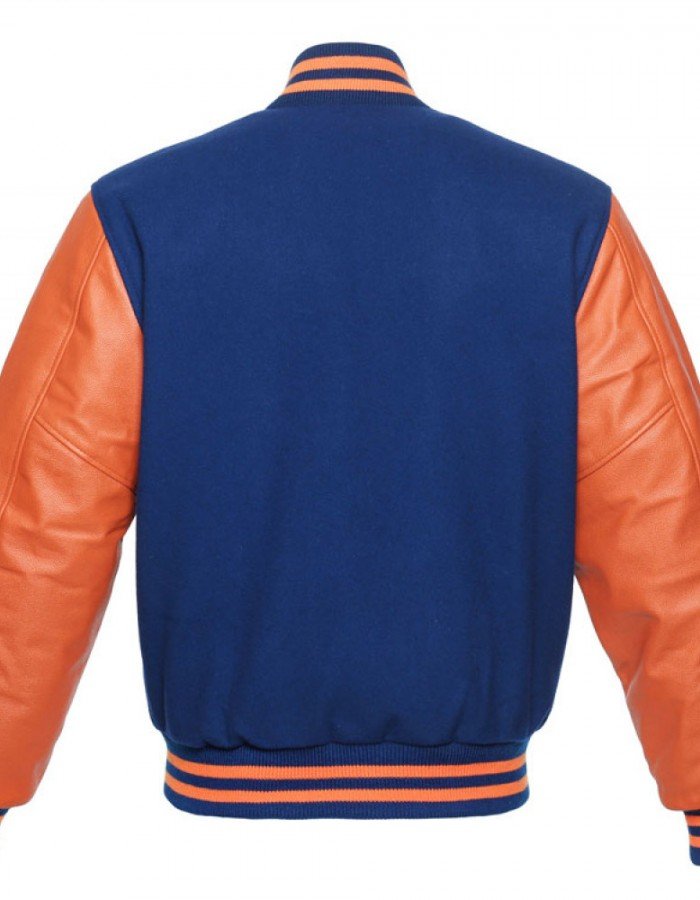 Men's Varsity Orange and Royal Blue Letterman Jacket Men's Varsity Orange and Royal Blue Letterman Jacket