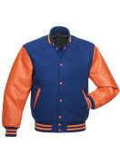 Men's Varsity Orange and Royal Blue Letterman Jacket