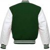 Men's White and Green Leather Bomber Varsity Jacket Men's White and Green Leather Bomber Varsity Jacket