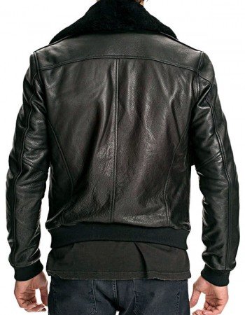 Mens Air Force Leather Bomber Jacket Fur Collar Black Mens Air Force Leather Bomber Jacket Fur Collar Black