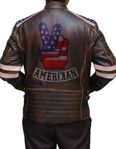 Mens American Flag Brown Leather Jacket Mens American Flag Brown Leather Jacket