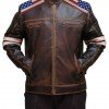 Mens American Flag Brown Leather Jacket Mens American Flag Brown Leather Jacket