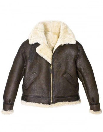 Mens B3 Bomber Aviator WWII Shearling Sheepskin Leather Jacket