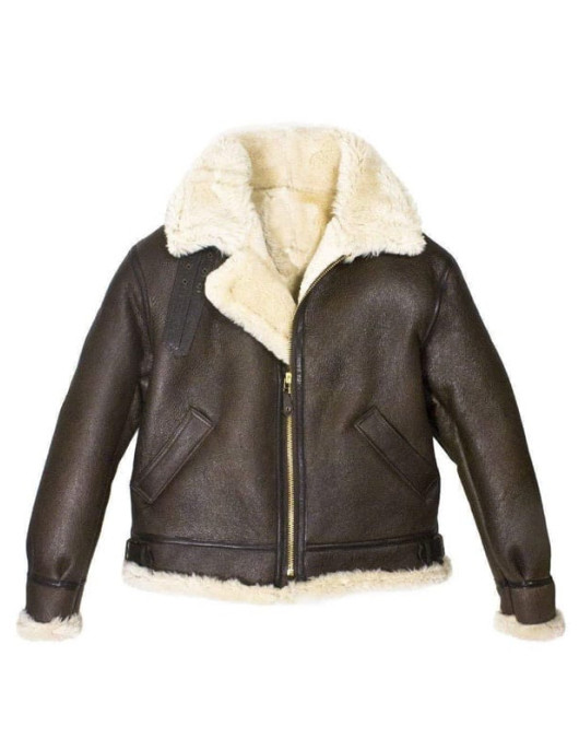 Mens B3 Bomber Aviator WWII Shearling Sheepskin Leather Jacket