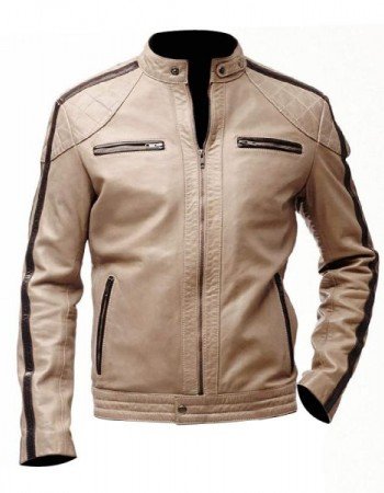 Mens Beige Leather Jacket