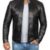 Mens Black Cafe Racer Biker Leather Jacket Mens Black Cafe Racer Biker Leather Jacket