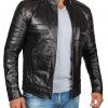 Mens Black Cafe Racer Biker Leather Jacket Mens Black Cafe Racer Biker Leather Jacket