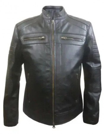 Mens Black Padded Biker Leather Jacket Mens Black Padded Biker Leather Jacket