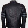 Mens Blue Stripe Black Cafe Racer Jacket Mens Blue Stripe Black Cafe Racer Jacket