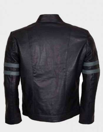 Mens Blue Stripe Black Cafe Racer Jacket Mens Blue Stripe Black Cafe Racer Jacket